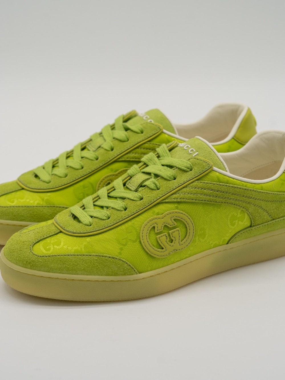 Gucci Women's Sneakers Green G75 Suede GG Print Acid size 39 9 US